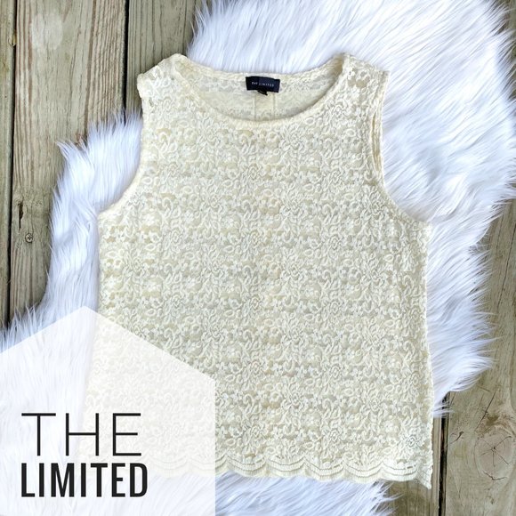 The Limited Tops - The Limited Lace Ivory Tank Top Sleeveless S